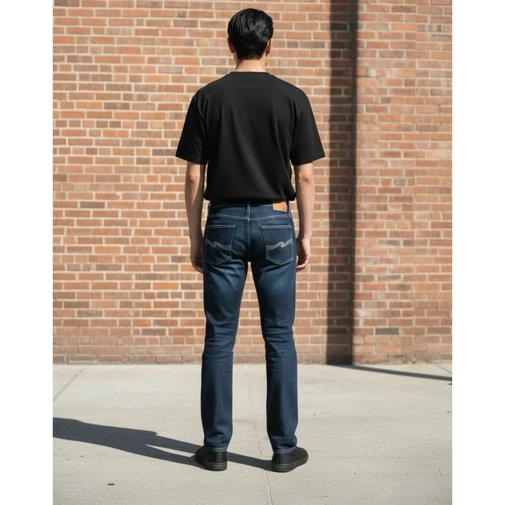 Nudie‎ jeans Men's W 29 Tape Ted Organic Dry Jeans Slim Dk Blue EUC